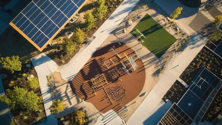 Vista aérea de un colegio público