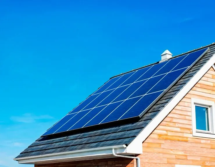 Placas solares en el tejado de una vivienda